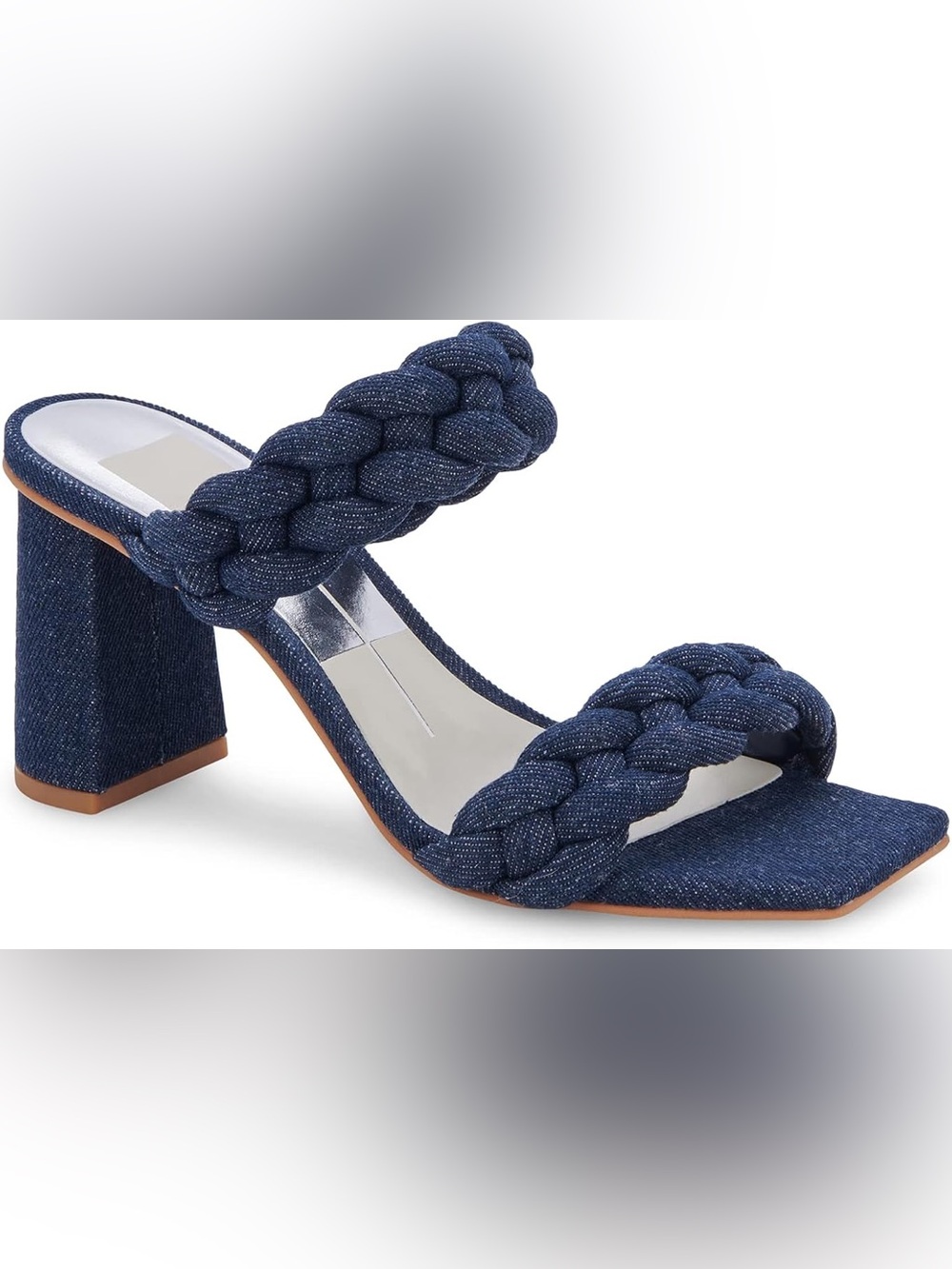 Dolce Vita - Braided Denim Block Heel Slide Sandal - Navy